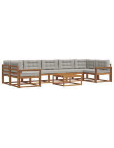 Set di divani da esterno 8 pcs Grigio Naturale e Chiaro 2