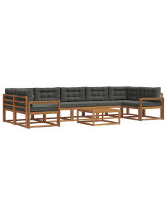 Set di divani da esterno con cuscino 8 pcs Naturale e Antracite 2