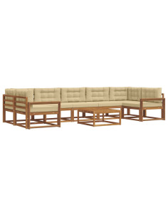 Set di divani da esterno con cuscino 8 pcs Naturale e Beige 2