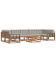 Set di divani da esterno 8 pcs Grigio Naturale e Chiaro 2