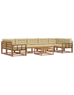 Set di divani da esterno con cuscino 8 pcs Naturale e Beige 2