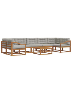 Set di divani da esterno 8 pcs Grigio Naturale e Chiaro 2