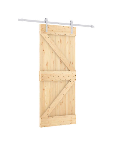 Porta scorrevole Naturale e Bianco 80 x 210 cm