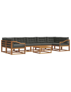 Set di divani da esterno con cuscino 8 pcs Naturale e Antracite 2