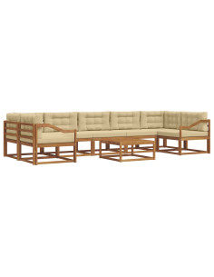 Set di divani da esterno con cuscino 8 pcs Naturale e Beige 2