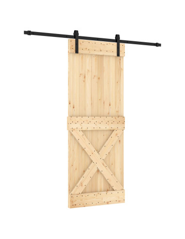 Porta scorrevole Naturale e Nero 80 x 210 cm