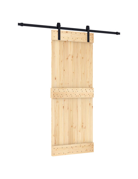 Porta scorrevole Naturale e Nero 80 x 210 cm