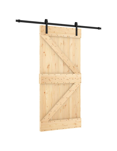 Porta scorrevole Naturale e Nero 95 x 210 cm