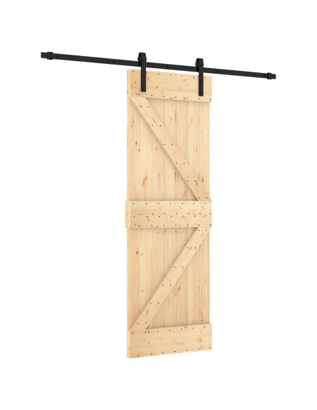 Porta scorrevole Naturale e Nero 70 x 210 cm