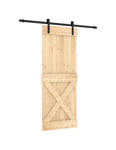 Porta scorrevole Naturale e Nero 80 x 210 cm
