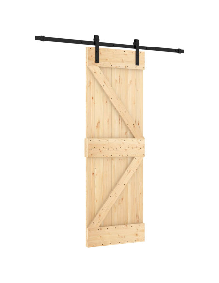 Porta scorrevole Naturale e Nero 70 x 210 cm