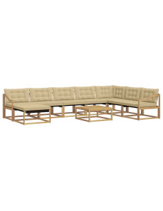 Set di divani da esterno 9 pcs Bianco e Beige 79 x 79 x 37 cm 2