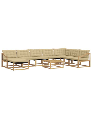 Set di divani da esterno 9 pcs Bianco e Beige 79 x 79 x 37 cm