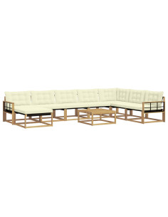 Set di divani da esterno 9 pcs Bianco e Crema 79 x 79 x 37 cm 2