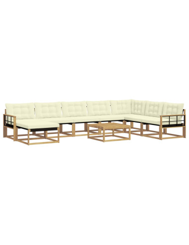 Set di divani da esterno 9 pcs Bianco e Crema 79 x 79 x 37 cm