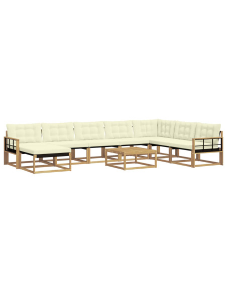 Set di divani da esterno 9 pcs Bianco e Crema 79 x 79 x 37 cm