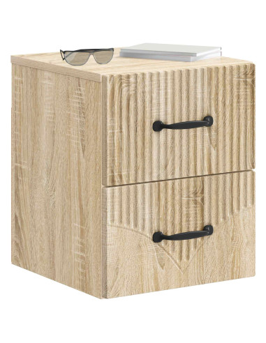 Mobiletto da notte a muro 2 pcs Rovere Sonoma 34,5 x 33 x 40 cm