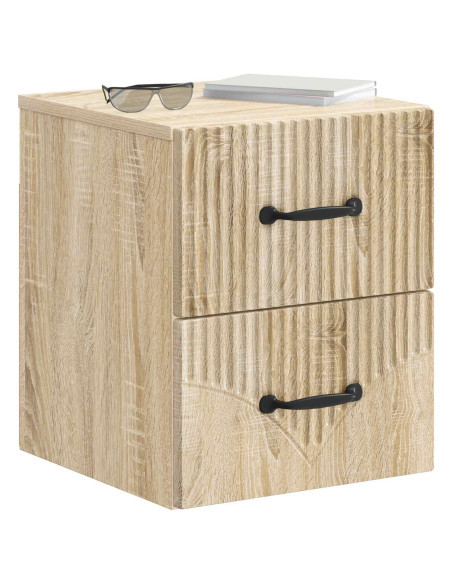 Mobiletto da notte a muro 2 pcs Rovere Sonoma 34,5 x 33 x 40 cm