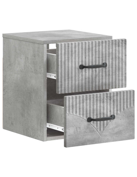 Mobiletto da notte a muro Grigio Cemento 34,5 x 33 x 40 cm