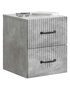 Mobiletto da notte a muro con cassetto 2 pcs Grigio Cemento 2