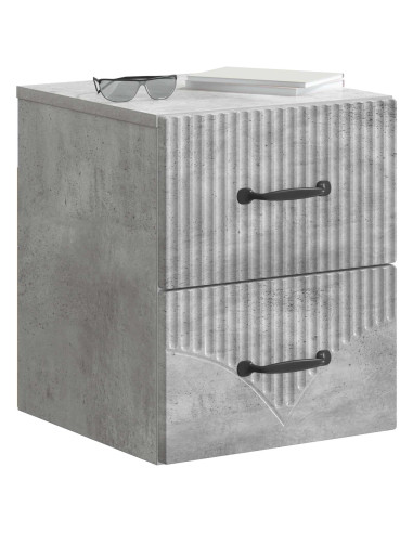 Mobiletto da notte a muro con cassetto 2 pcs Grigio Cemento