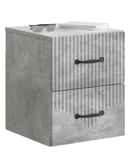 Mobiletto da notte a muro con cassetto 2 pcs Grigio Cemento