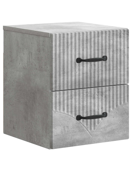 Mobiletto da notte a muro con cassetto 2 pcs Grigio Cemento