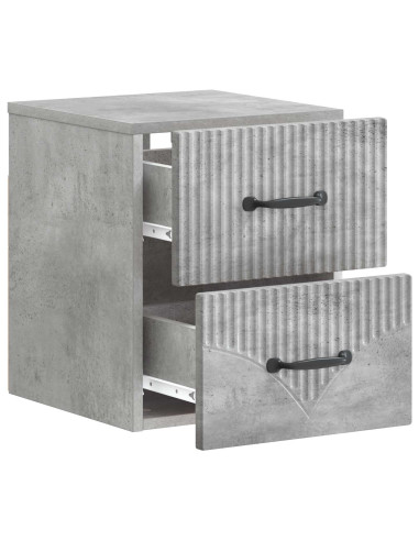 Mobiletto da notte a muro con cassetto 2 pcs Grigio Cemento