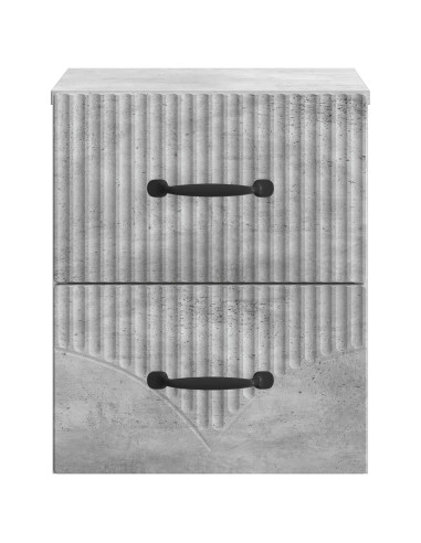 Mobiletto da notte a muro con cassetto 2 pcs Grigio Cemento