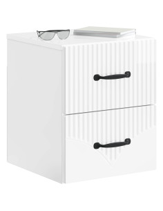 Mobiletto da notte a muro Bianco Lucido 34,5 x 33 x 40 cm 2
