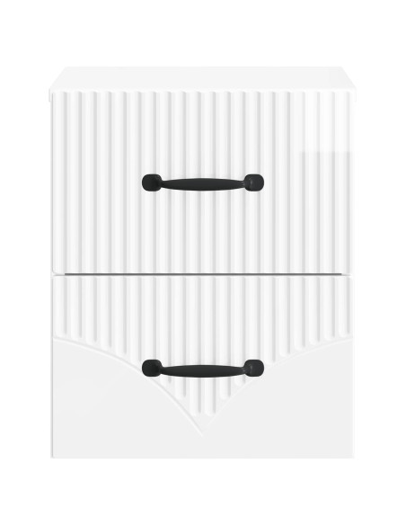 Mobiletto da notte a muro Bianco Lucido 34,5 x 33 x 40 cm