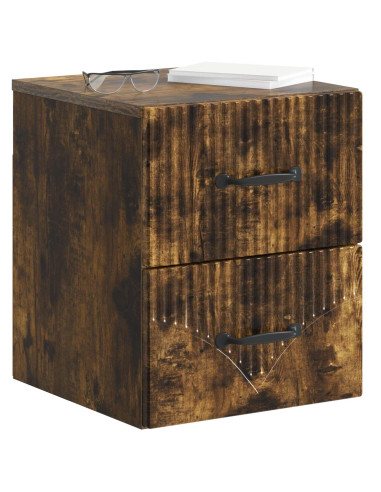 Mobiletto da notte a muro Rovere Fumo 34,5 x 33 x 40 cm