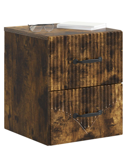 Mobiletto da notte a muro Rovere Fumo 34,5 x 33 x 40 cm