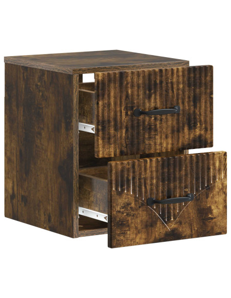 Mobiletto da notte a muro Rovere Fumo 34,5 x 33 x 40 cm