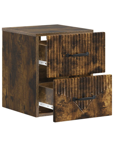 Mobiletto da notte a muro 2 pcs Rovere Fumo 34,5 x 33 x 40 cm