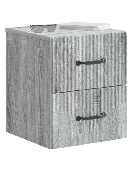 Mobiletto da notte a muro Grigio Sonoma 34,5 x 33 x 40 cm