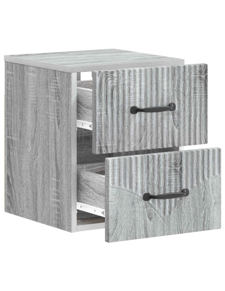 Mobiletto da notte a muro Grigio Sonoma 34,5 x 33 x 40 cm