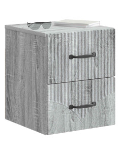 Mobiletto da notte a muro 2 pcs Grigio Sonoma 34,5 x 33 x 40 cm 2