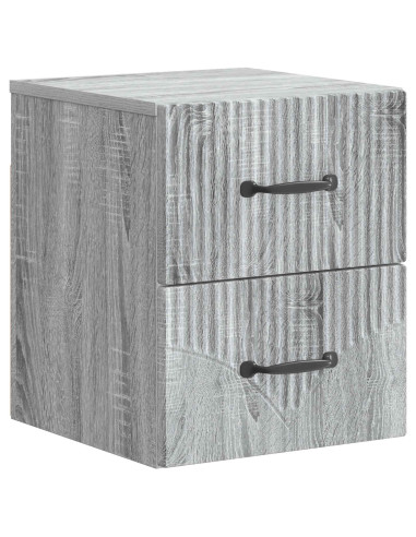 Mobiletto da notte a muro 2 pcs Grigio Sonoma 34,5 x 33 x 40 cm