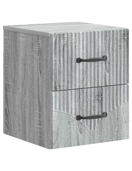 Mobiletto da notte a muro 2 pcs Grigio Sonoma 34,5 x 33 x 40 cm