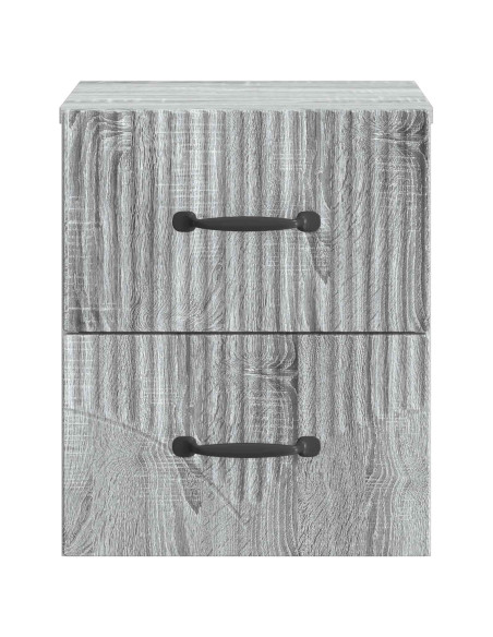 Mobiletto da notte a muro 2 pcs Grigio Sonoma 34,5 x 33 x 40 cm