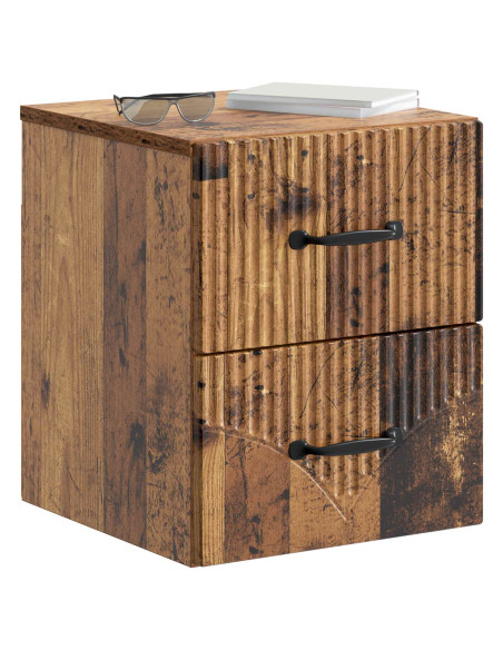 Mobiletto da notte a muro Legno antico 34,5 x 33 x 40 cm