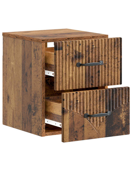 Mobiletto da notte a muro Legno antico 34,5 x 33 x 40 cm