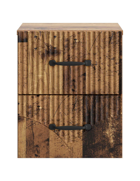 Mobiletto da notte a muro 2 pcs Legno antico 34,5 x 33 x 40 cm