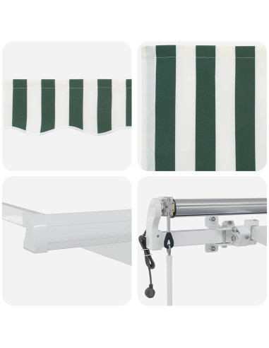 Tenda Retrattile Verde e Bianco 400 × 300 cm Tessuto