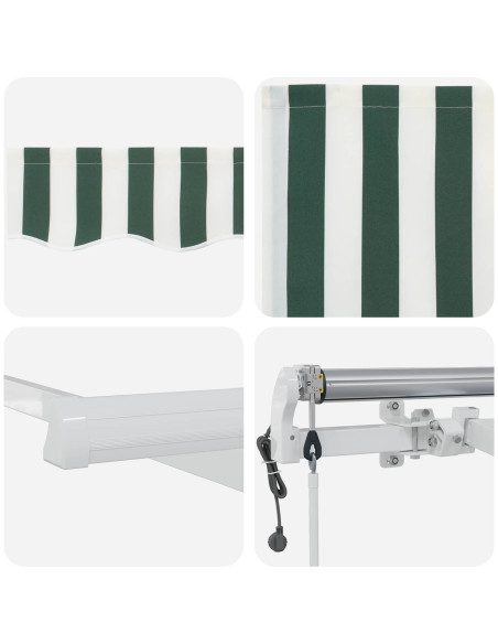 Tenda Retrattile Verde e Bianco 400 × 300 cm Tessuto