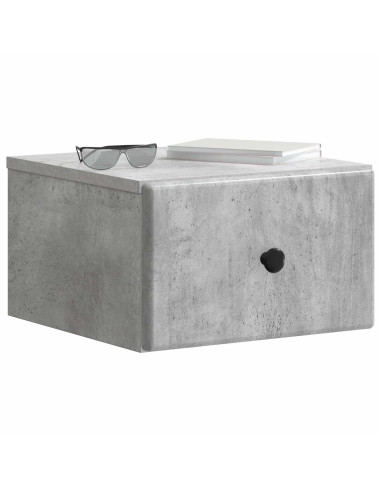 Mobiletto da notte a muro con cassetto 2 pcs Grigio Cemento