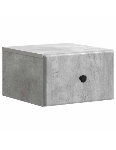 Mobiletto da notte a muro con cassetto 2 pcs Grigio Cemento