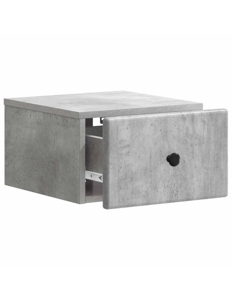 Mobiletto da notte a muro con cassetto 2 pcs Grigio Cemento