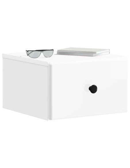 Mobiletto da notte a muro Bianco Lucido 34,5 x 33 x 20 cm